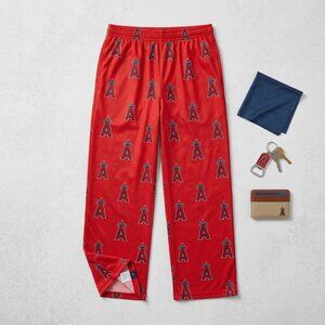 MLB Los Angeles Boys Sleepwear All Over Print Pants, Small (4), Athletic Red